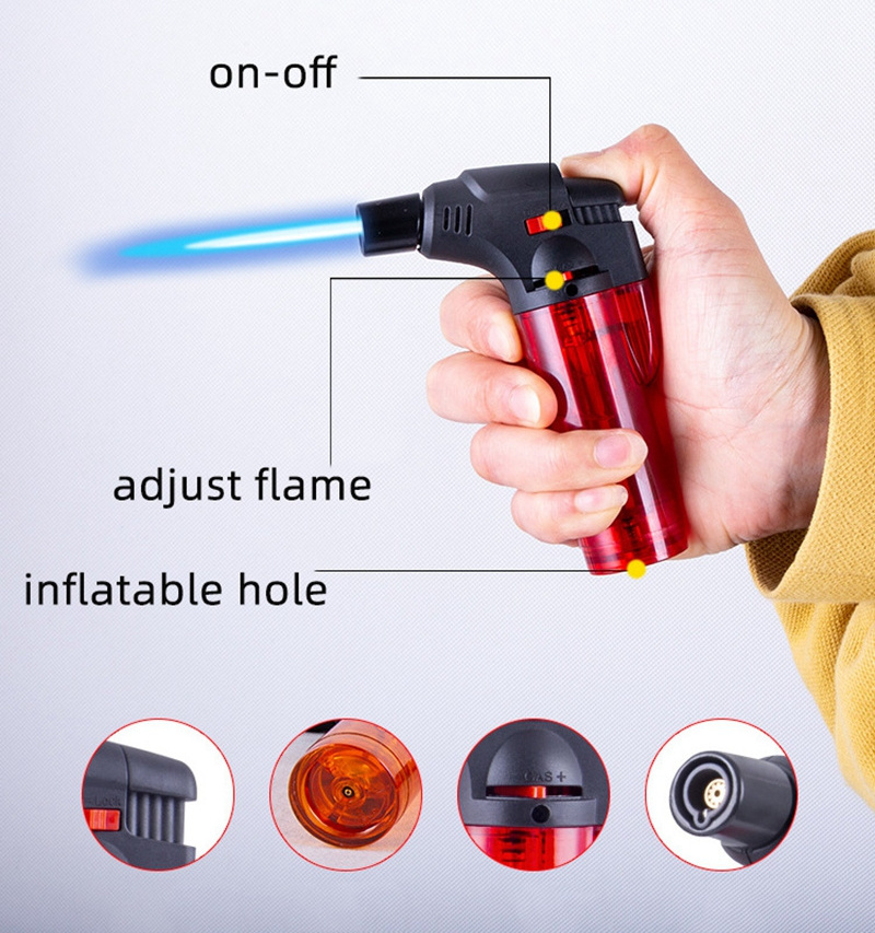 Wholesale Refillable Butane Torch Lighter Adjustable Jet Flame Mini Plastic Cigar Lighter for Smoke Shop