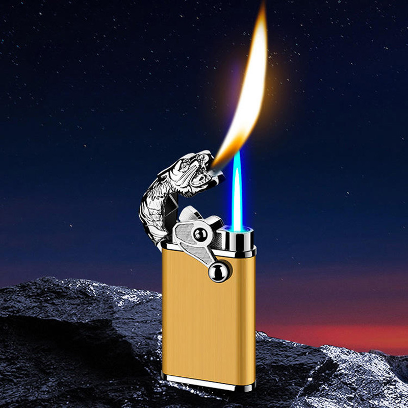 Fashion Double Flame Lighter Custom Logo Lighter Straight Flame Gas Flame Lighter For Cigarette