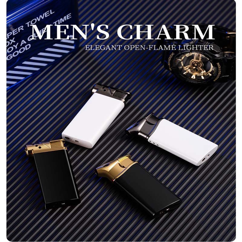 Novelty design windproof strong straight flame gas lighter butane gas lighter windproof lighter