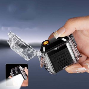 Outdoor waterproof with three-speed light tungsten wire cigarette lighter transparent shell power display charging lighter