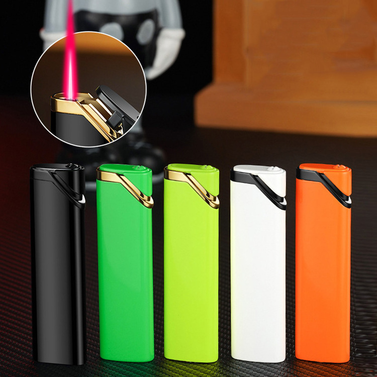 Creative Gas Lighter Metal Windproof Red Flame Cigarette Lighter Cigarette Set Wholesale