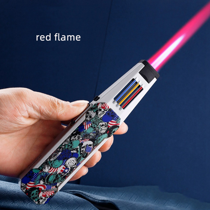 Custom Logo Windproof Luxury Bbq Jet Single Pink Red Flame Refillable Gas Metal Torch Lighter