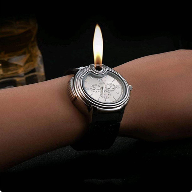 New clocks watches open flame lighters metal personalized gas cigarette lighters wholesale