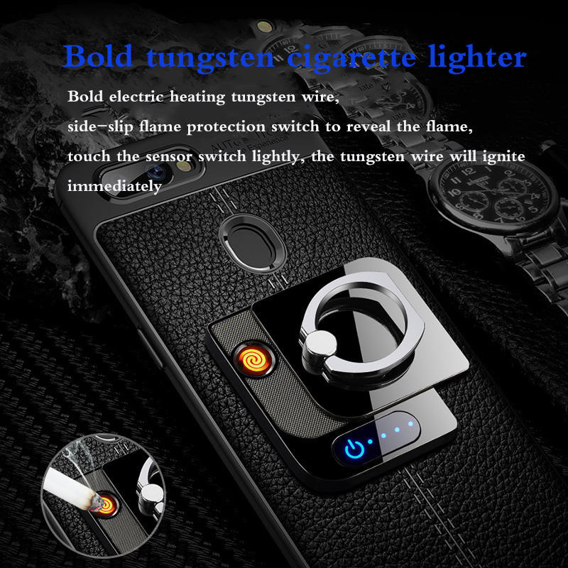 New Custom Logo Cool Windproof Electric Magnetic Mobile Phone Case Storage Holder Buckle USB Lighter Cigarette