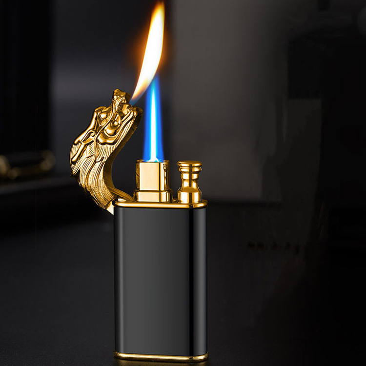 Classic dragon double flame lighter custom logo gas Dragon Lighter torch lighter