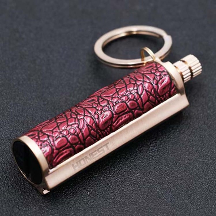 2024 New design vintage kerosene reusable metal match oil lighter outdoor striker lighter holder keychain