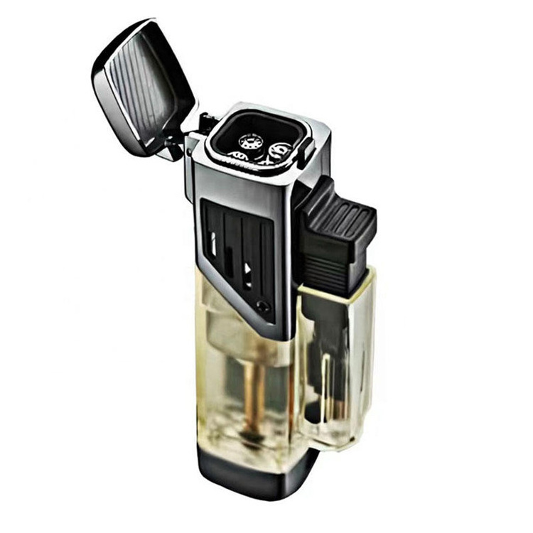 2024 Hot Sale Windproof Butane Torch Lighter Jet Torch Four Flame Refillable Gas Torch clear lighter