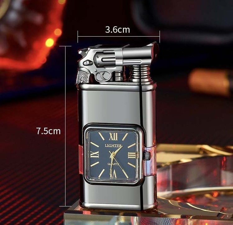 New Fashion Multi-function Smoking Accessories Clock Lighter Switchable Flame Cigarette Cigar Torch Lighters