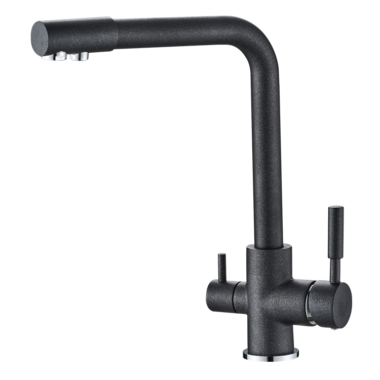 Kitchen Filtered Faucet Black with Dot Brass Purifier Faucet Dual Sprayer Drinking Water Tap Kitchen Sink Mixer Tap