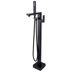 Single Handle Bathroom Waterfall Shower Faucet High-quality Floor Independent Black Bathtub Faucet