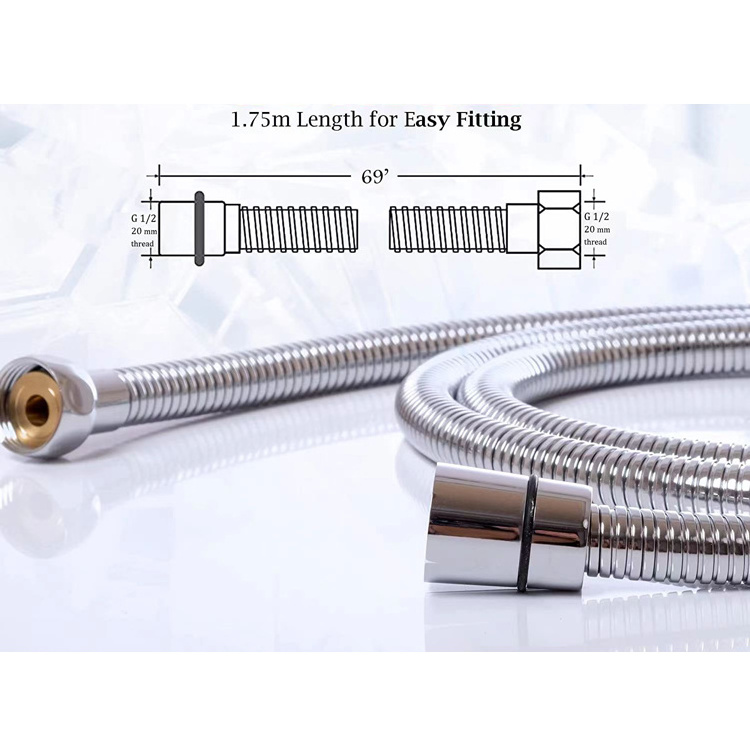 High Quality 304 Stainless Steel Shower Hose Flexible Stainless Steel Chrome Plated Shower Hose for Hand-held Shower Head