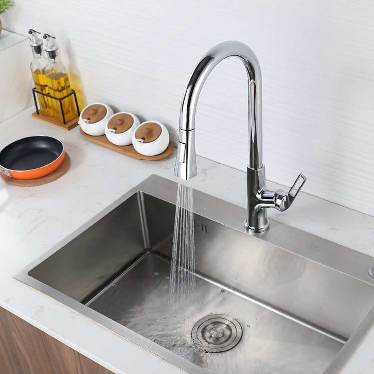 New Modern Style Kitchen Taps Pull Out pull down Kitchen Mixer Sink Faucet Chrome Plated Kitchen Faucets With Sprayer