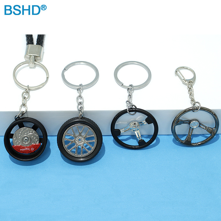 Wholesale Custom Turbo Manual Shift Box Brake Rotor Wheel Tire Rim Engine Piston Wrench Keychain Auto Parts Metal Key Chain