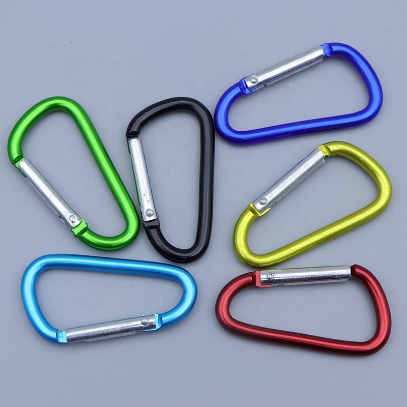 Aluminum alloy D-Ring Spring Loaded Gate Small Keychain ring flat Carabiners Clip Mini Lock Hooks Spring Snap Link Key ring