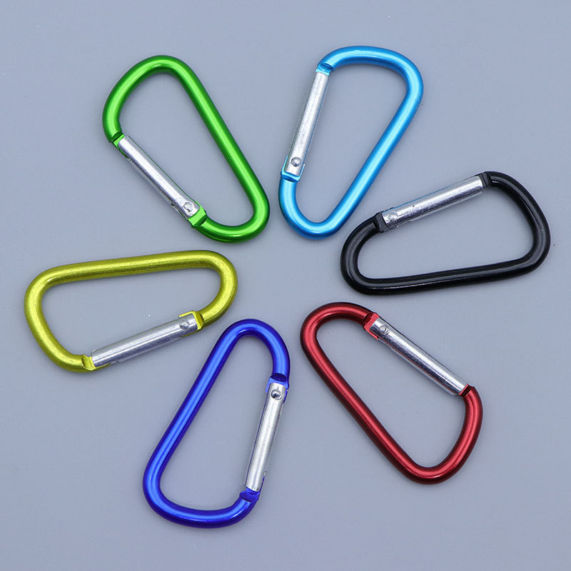 Aluminum alloy D-Ring Spring Loaded Gate Small Keychain ring flat Carabiners Clip Mini Lock Hooks Spring Snap Link Key ring