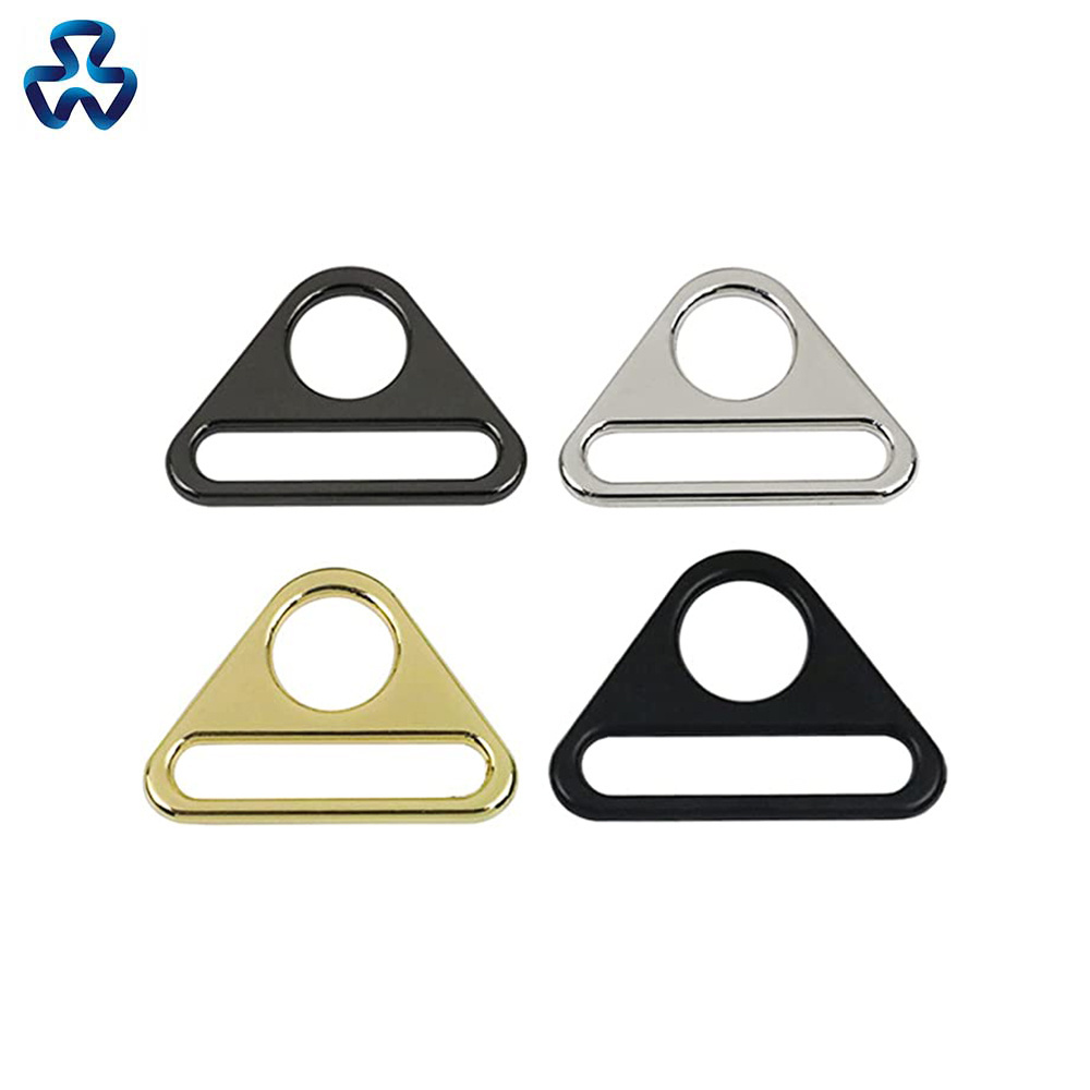 Metal Snap Hook Adjuster Triangle Ring with Bar Swivel Clip D  Dee Ring Buckles Black for Bag Strap Webbing bag logo clips