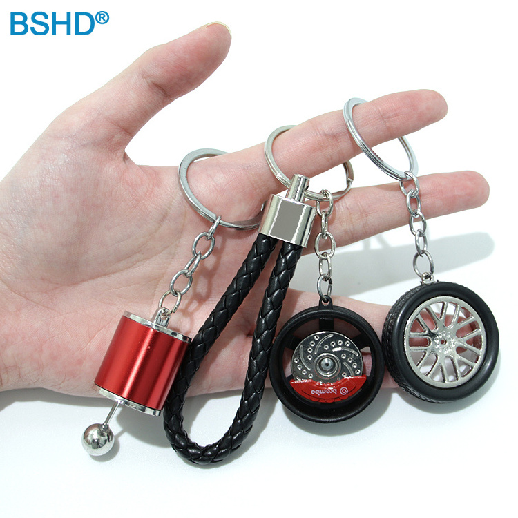 Wholesale Custom Turbo Manual Shift Box Brake Rotor Wheel Tire Rim Engine Piston Wrench Keychain Auto Parts Metal Key Chain