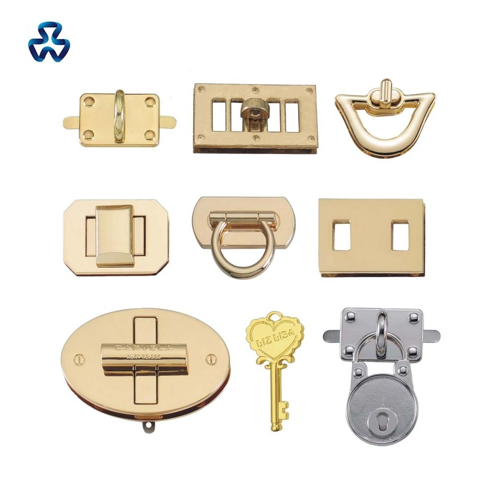 Custom Metal Push and Turn Lock Logo Color Custom Closures Bag Twist Locks Custom Design Press Handbag Lock Hardware for Bags