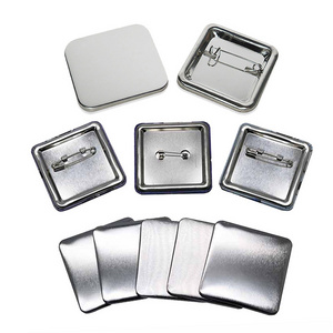 Badge Pin Maker Bulk Cheap Custom Blank Metal Tin Tinplate Plain Rectangle Square Button Badge For Sale No Minimum