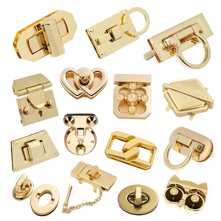 Custom Metal Push and Turn Lock Logo Color Custom Closures Bag Twist Locks Custom Design Press Handbag Lock Hardware for Bags