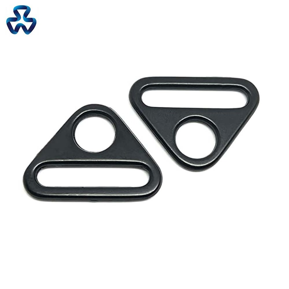 Metal Snap Hook Adjuster Triangle Ring with Bar Swivel Clip D  Dee Ring Buckles Black for Bag Strap Webbing bag logo clips