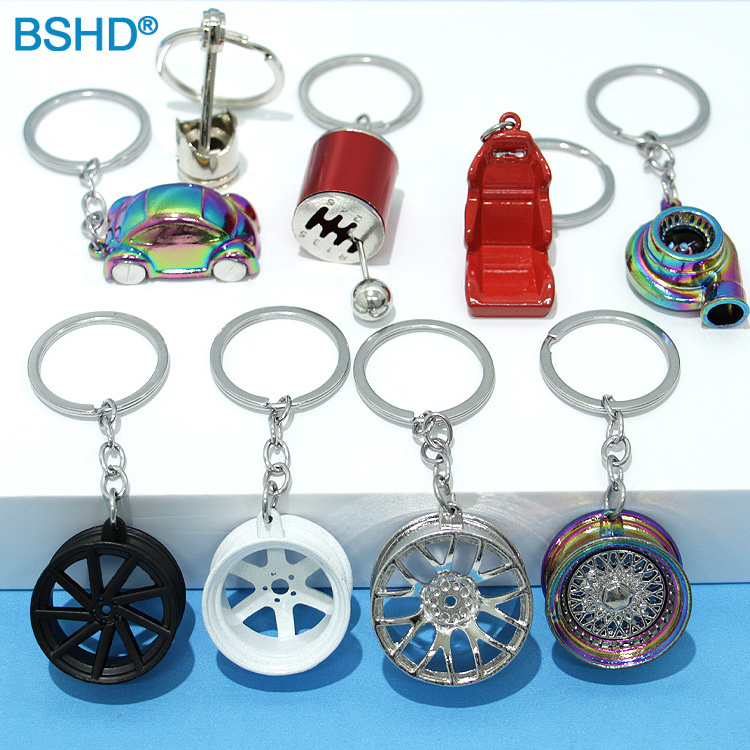 Wholesale Custom Turbo Manual Shift Box Brake Rotor Wheel Tire Rim Engine Piston Wrench Keychain Auto Parts Metal Key Chain