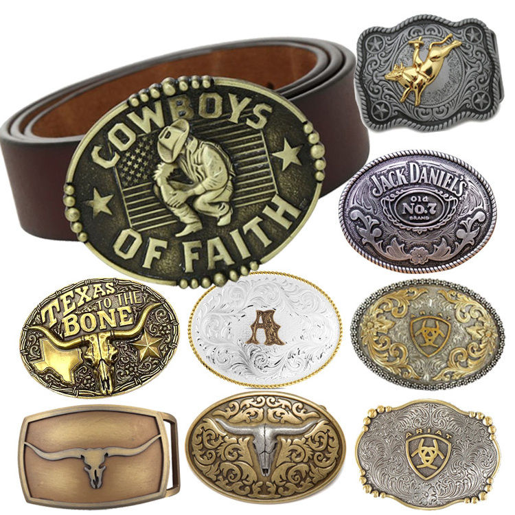 Wholesale Custom Stainless Steel Zinc Alloy Brass 3D Belt Buckle Customized Logo Metal Ladies Women Cowboy Belt Buckles For Men