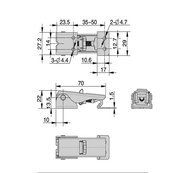 FS6615 Stainless Steel Concealed Toggle Latch Adjustable Stainless Steel Grip Toggle Latch Locks