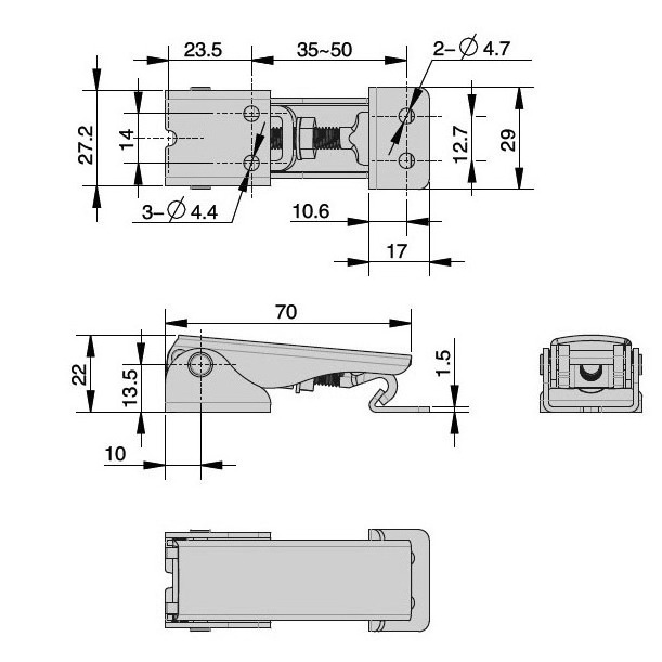 FS6615 Stainless Steel Concealed Toggle Latch Adjustable Stainless Steel Grip Toggle Latch Locks