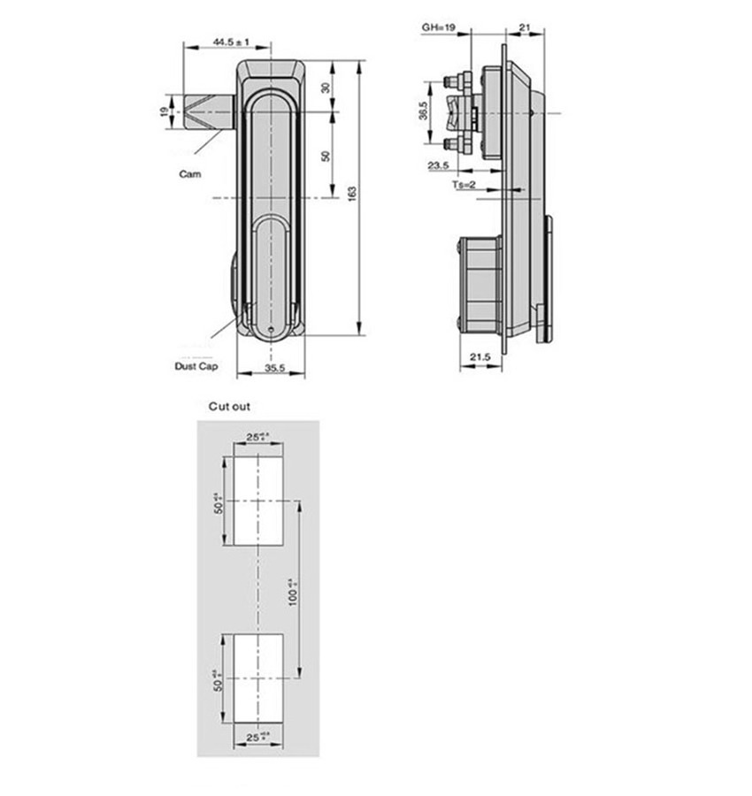 FS2435 Stainless Steel  Body Rod control cabinet lock for Panel cabinet boxes metal file cabinet locks