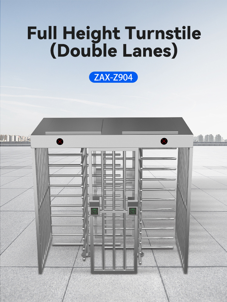 Access Control System Stainless Steel Mechanism Turnstile Double Passage Turnstile Full Height Gate