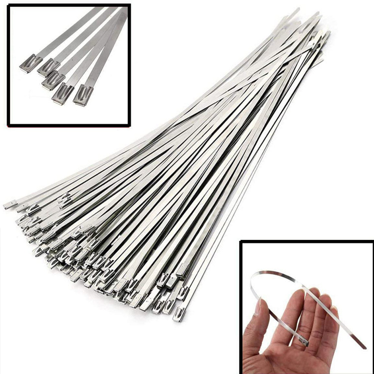 Heavy Duty 100PCS PVC Coated SS304 /316/201  Plastic Sprayed Ball Lock Metal Self Locking Zip Tie Stainless Steel Cable Tie