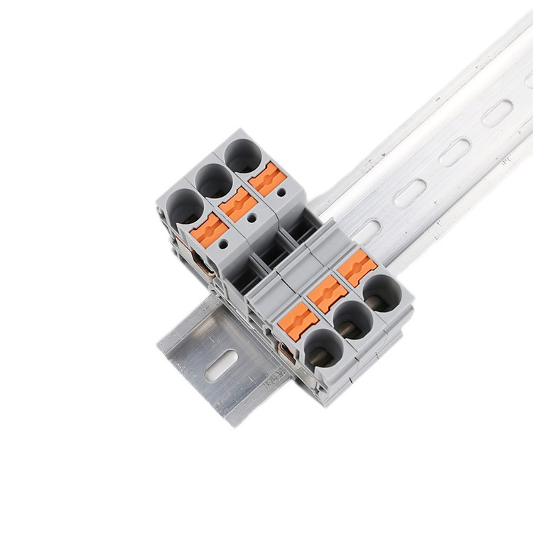 PT 10 mm Feed Through Screwless Pluggable Quick Wire Connector Spring Cage Push in Din Rail Mounting Terminal Block