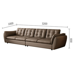 Italian floor large soft minimalist leather home furniture sectional sofa