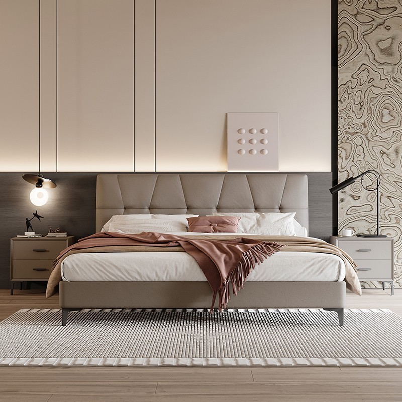 2024 NEW MODEL PROMOTION Upholstered Platform Bed Frame with Tufted Headboard and Metal Legs Modern and Minimalist Design