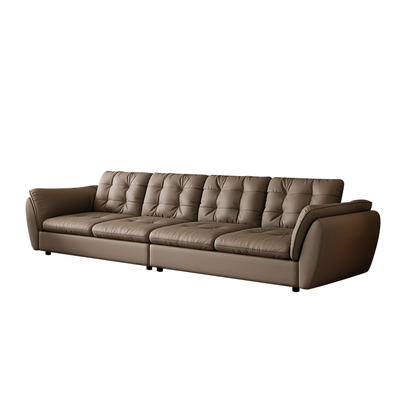 Italian floor large soft minimalist leather home furniture sectional sofa