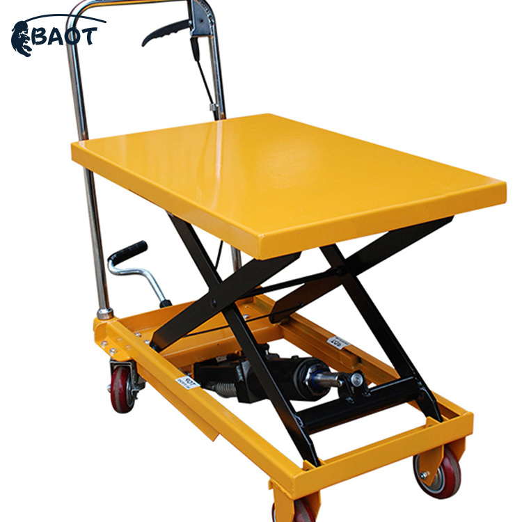 350kg 500kg 1000kg customize manual lift table hand hydraulic scissor lift table with wheels