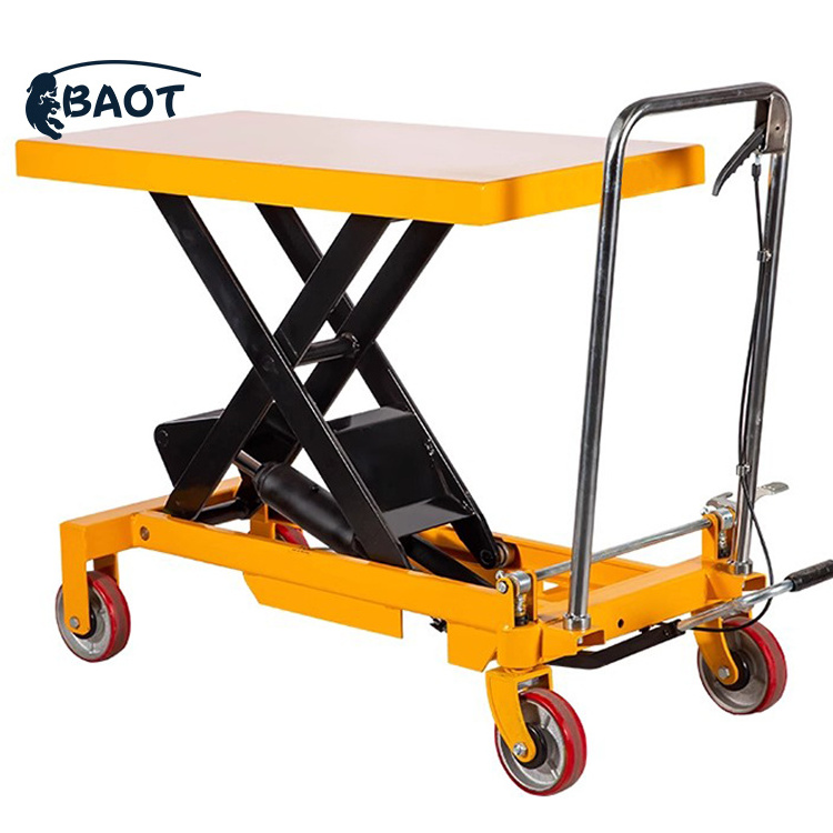 350kg 500kg 1000kg customize manual lift table hand hydraulic scissor lift table with wheels