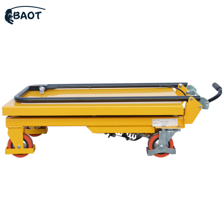 350kg 500kg 1000kg customize manual lift table hand hydraulic scissor lift table with wheels