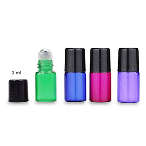 Mini essential oil perfume roller bottle clear amber pink purple green 1ml 2ml 3ml 5ml 10ml glass roll on bottle with cap