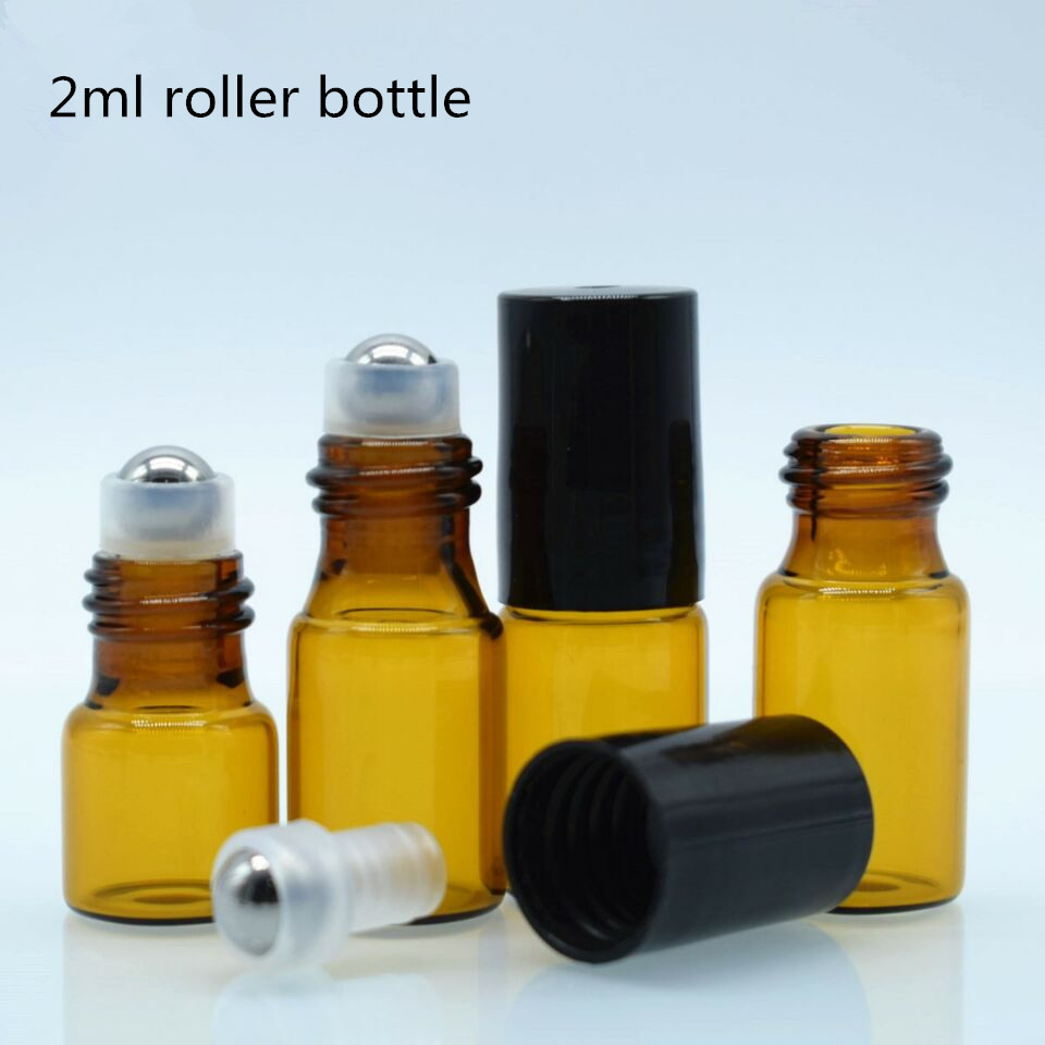 Mini essential oil perfume roller bottle clear amber pink purple green 1ml 2ml 3ml 5ml 10ml glass roll on bottle with cap