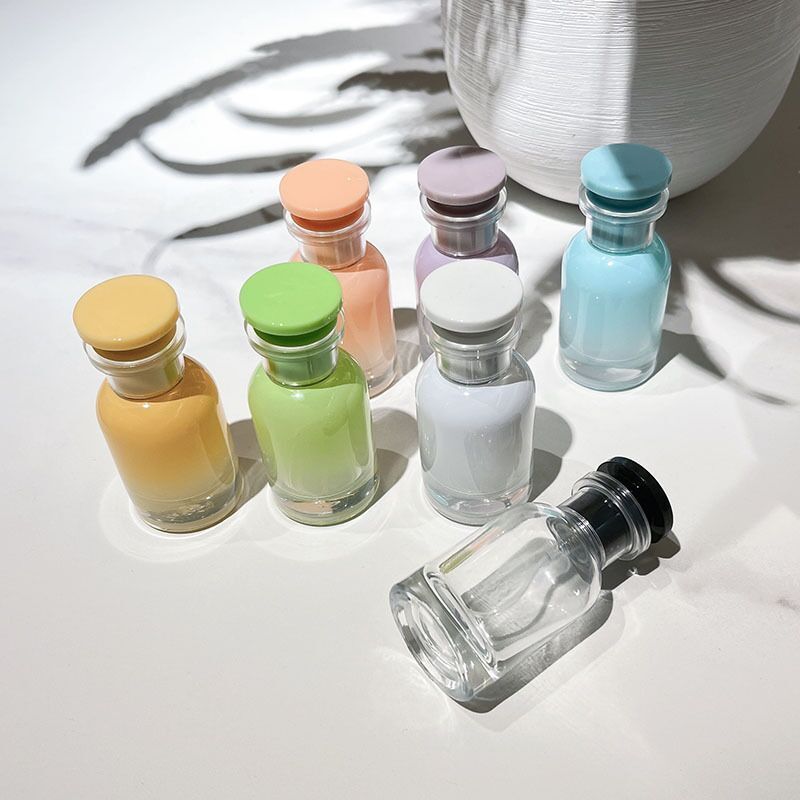 Custom Logo Cylinder Shape Perfume Bottle Electroplating Iridescence Glass Perfume Bottle 30ml