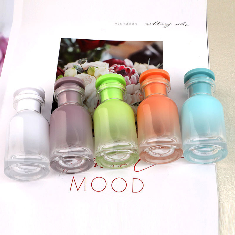 Custom Logo Cylinder Shape Perfume Bottle Electroplating Iridescence Glass Perfume Bottle 30ml