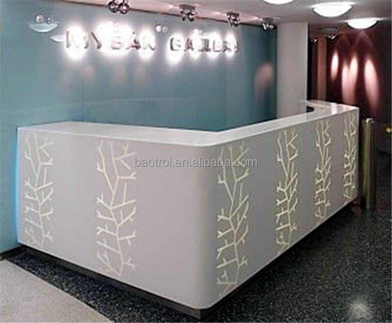 fast food shop counter design library or commercial gym reception desk