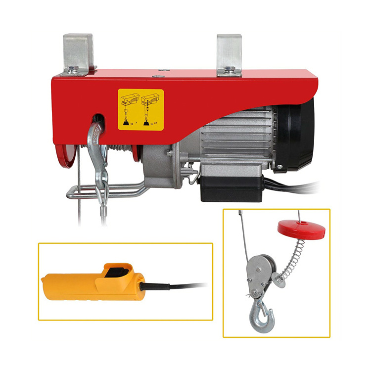 portable mini crane pure motor pa500 220v wire rope electric mini hoist 500kg /1000kg with trolley