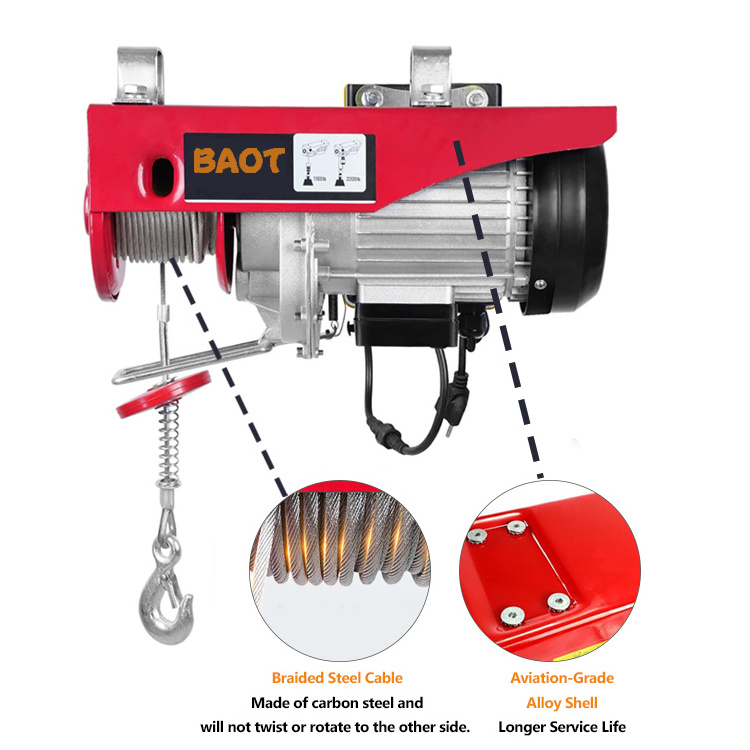 Elevator lifting lowering Wire rope 1000kg with electric wire rope hoist