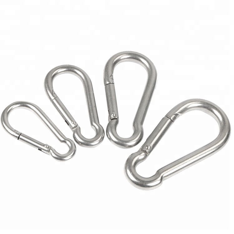 M4*40mm 304 Marine Grade Stainless Steel Snap Hook With Screw Safety Lock Carabiner