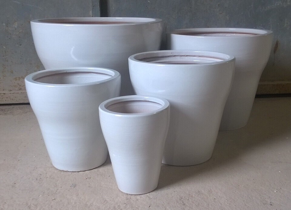 Fiberglass Flower Pot Fiberstone Planters Fiber Cement Pots - Wholesale Pottery - Garden Vase - White