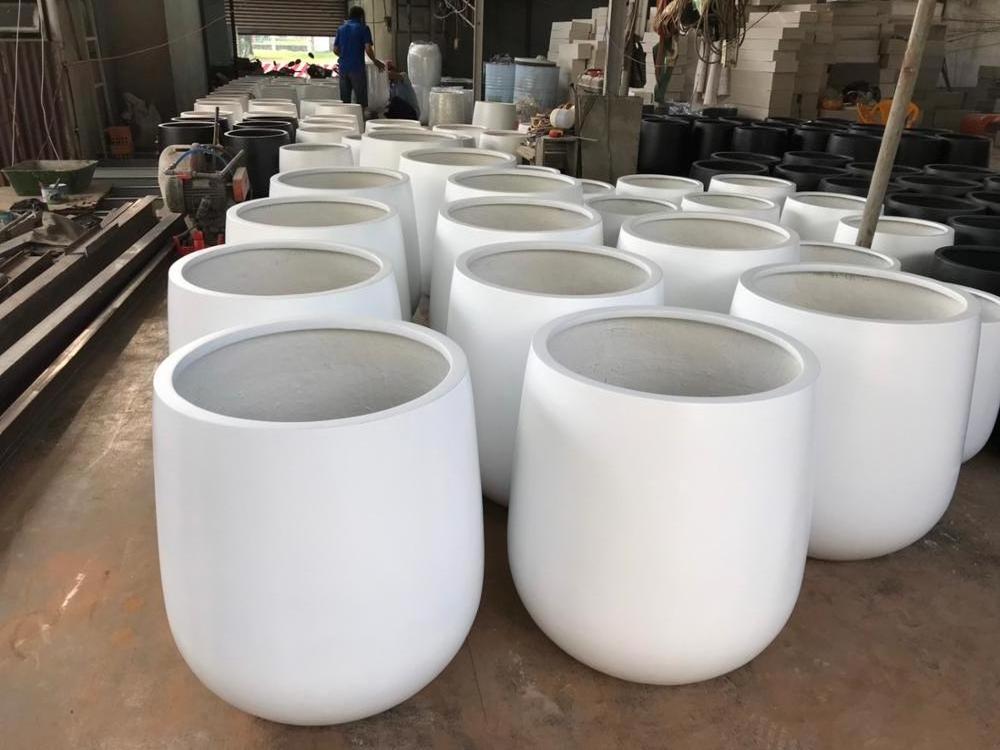 Fiberglass Flower Pot Fiberstone Planters Fiber Cement Pots - Wholesale Pottery - Garden Vase - White