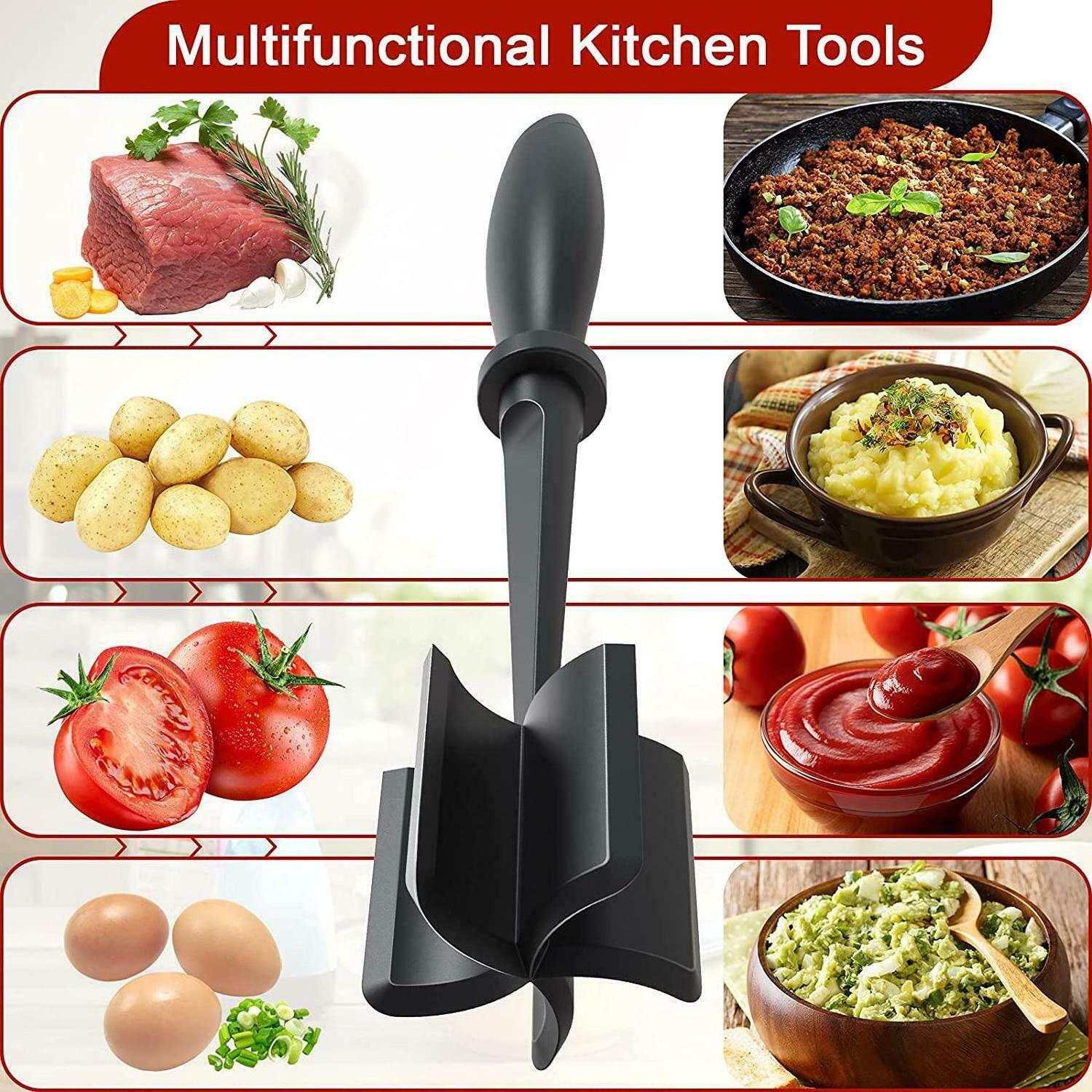 DD887 Popular Professional Meat Mix Grinders and Chop Masher Plastic Kitchen Utensil Fruit Potato chopper Ground Beef Masher